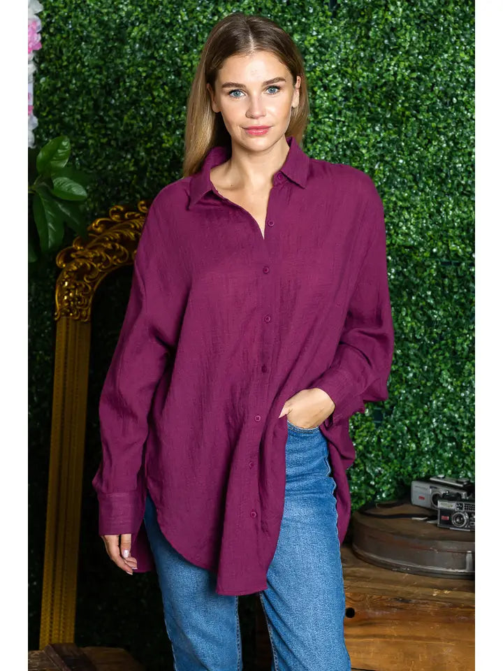 ST0105 PK3 Washed Oversized Button Up Shirts | Burzip Inc #ST0105-PK3