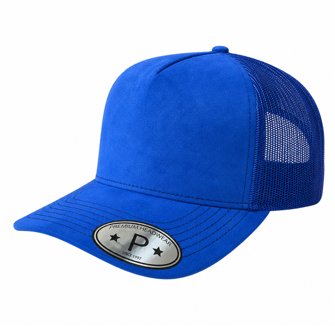 5Panel Suede Front Mesh Back Trucker Cap for Burning Art sum 520 - L.GREY - Burzip Wholesale