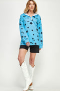 ST0181 Long Sleeve Zipper Hoodie Drawstring Top. - BLUE - 4PCS/PACK $10 - Burzip Wholesale