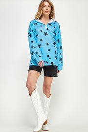 ST0181 Long Sleeve Zipper Hoodie Drawstring Top. - BLUE - 4PCS/PACK $10 - Burzip Wholesale