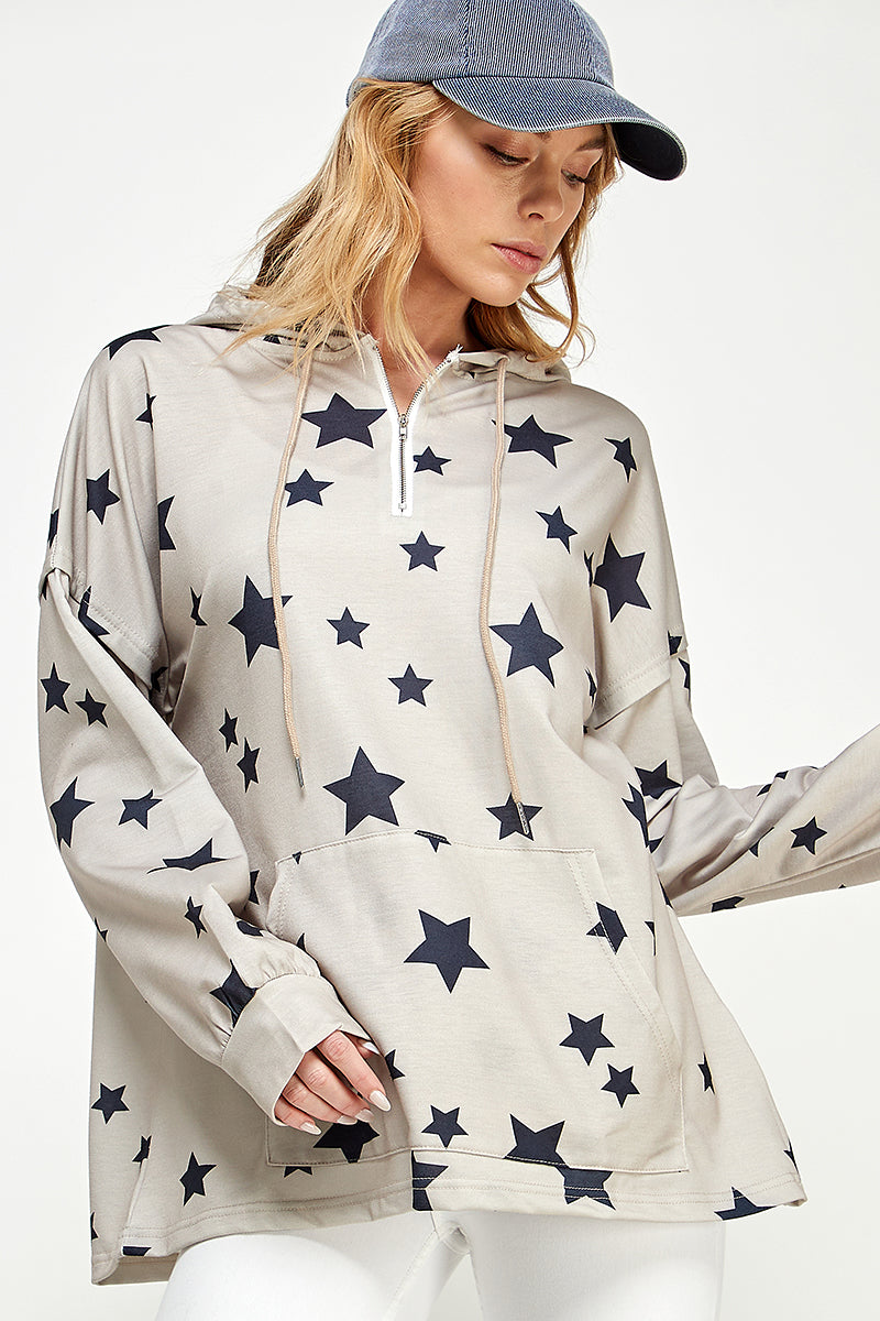 ST0181 Long Sleeve Zipper Hoodie Drawstring Top. - selected color - Burzip Wholesale