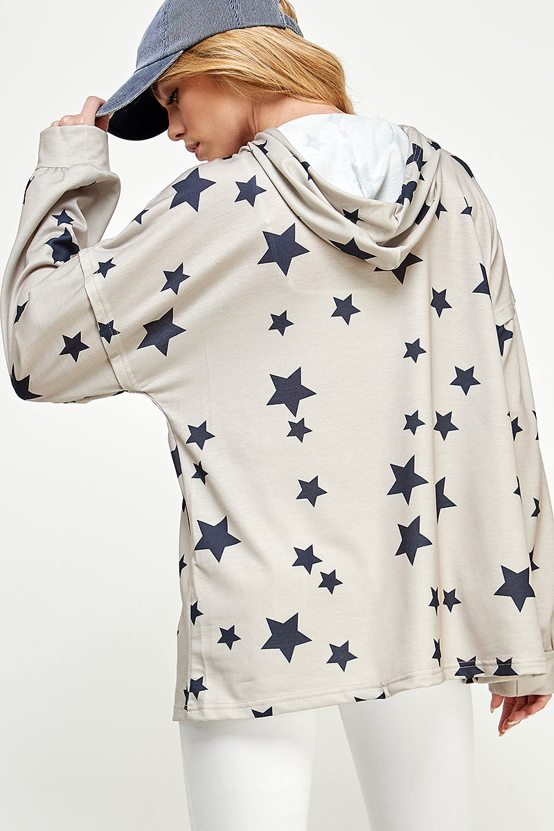 ST0181 Long Sleeve Zipper Hoodie Drawstring Top. - PINK - L - Burzip Wholesale