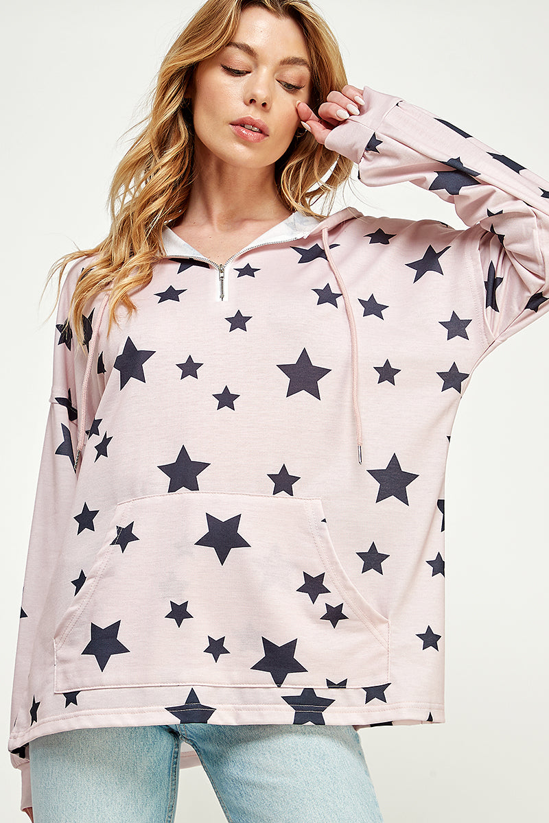 ST0181 Long Sleeve Zipper Hoodie Drawstring Top. - selected color - Burzip Wholesale
