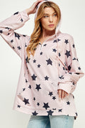 ST0181 Long Sleeve Zipper Hoodie Drawstring Top. - PINK - XL - Burzip Wholesale