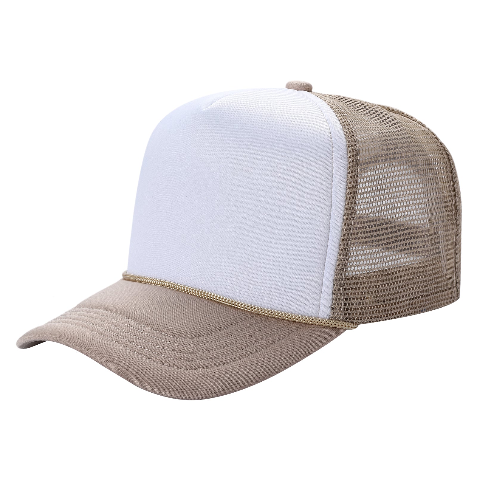 Sponge Foam Trucker Mesh for Kids 5panel Adult Unisex Stm - WHT/KHAKI - Burzip Wholesale