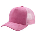 5Panel Suede Front Mesh Back Trucker Cap for Burning Art sum 520 - IVORY/BLK - FLATBILL - Burzip Wholesale