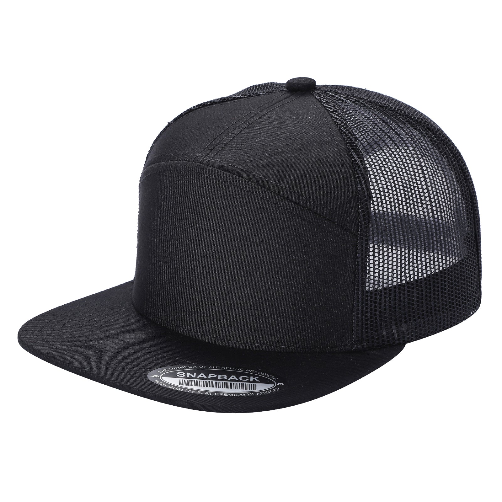 7panel Flatbill Trucker Mesh Snapback Blank Hats 7ftm - selected color - Burzip Wholesale