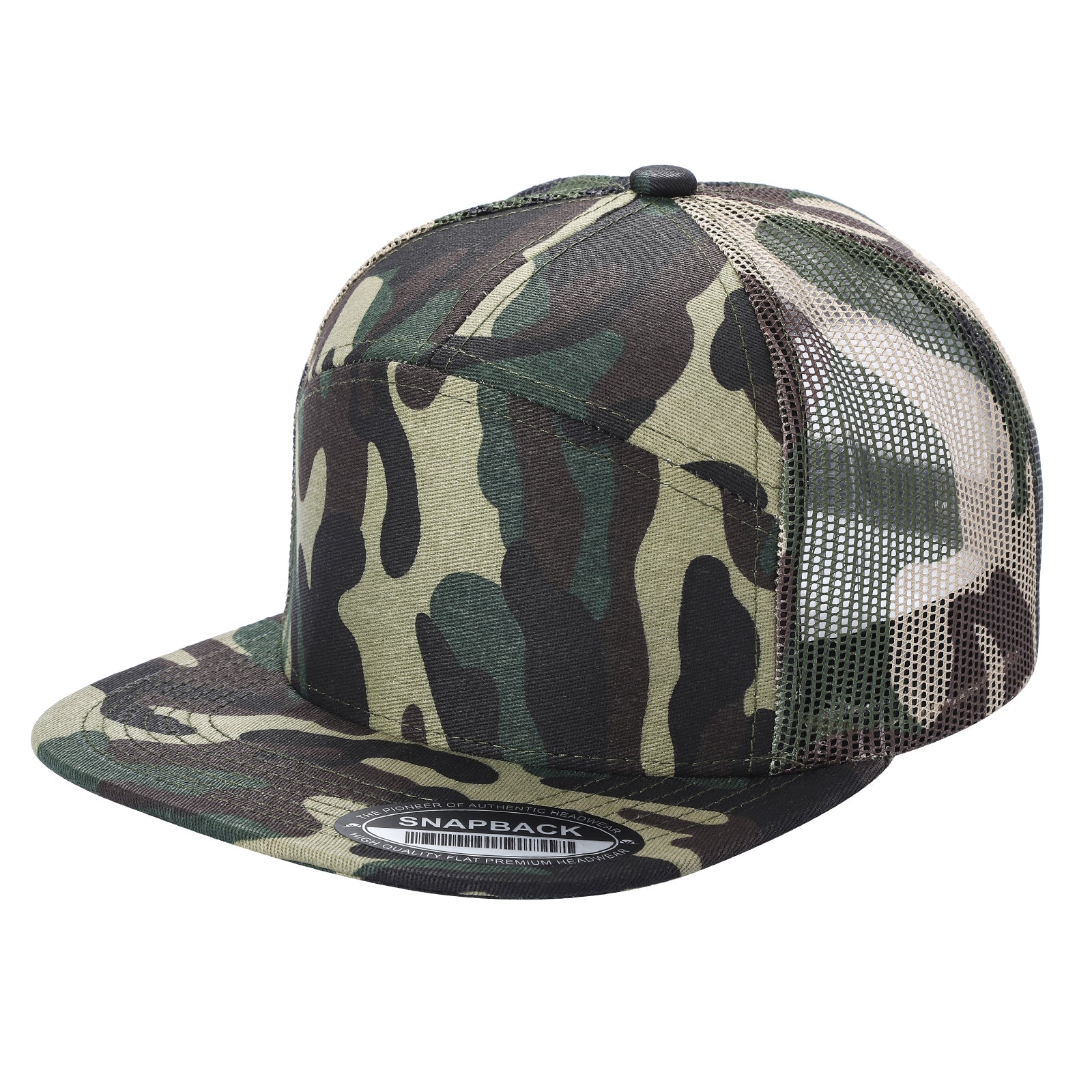 7panel Flatbill Trucker Mesh Snapback Blank Hats 7ftm - selected color - Burzip Wholesale