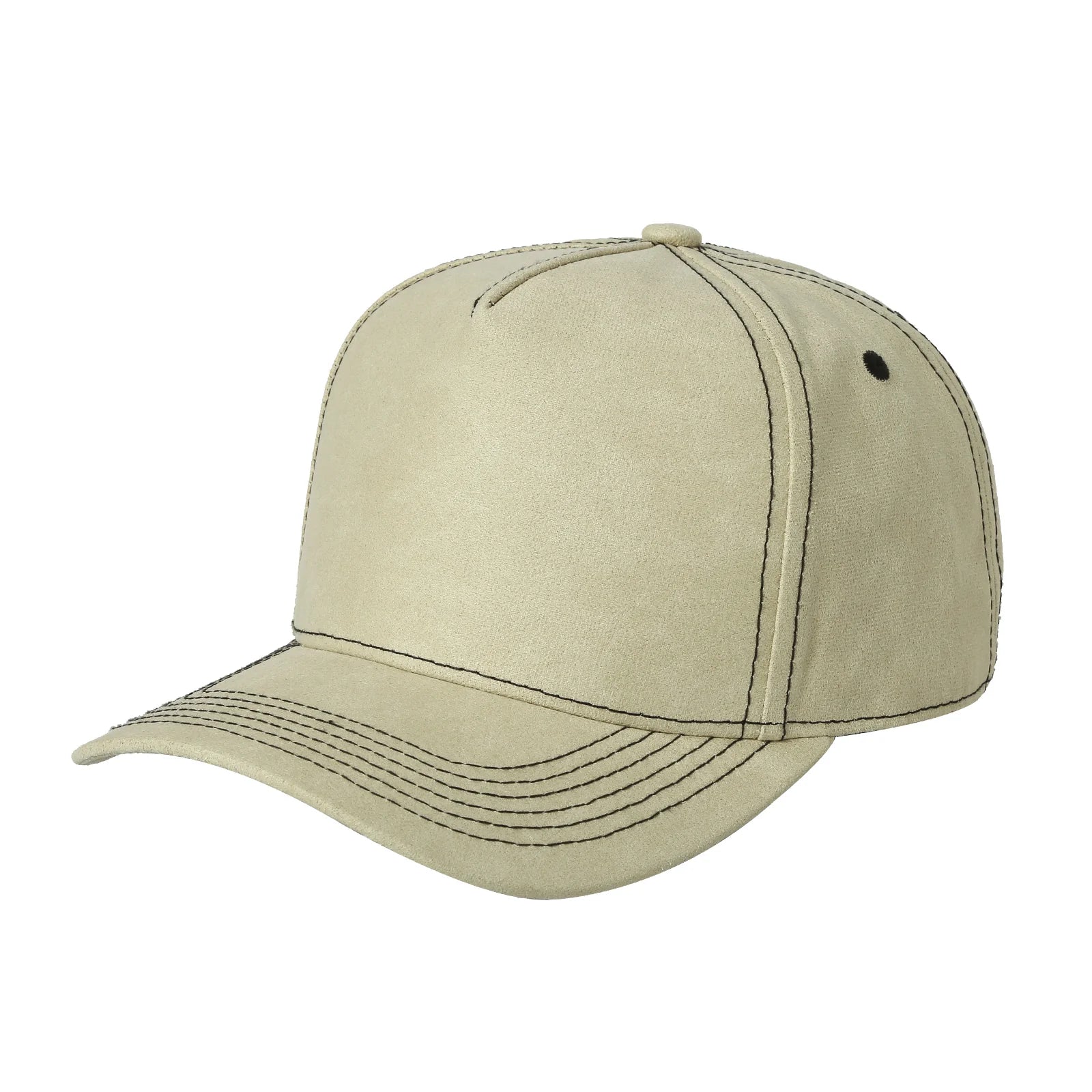 5panel Textured Leather Pu Fabric Snapback Cap 5rs - TAN - Burzip Wholesale