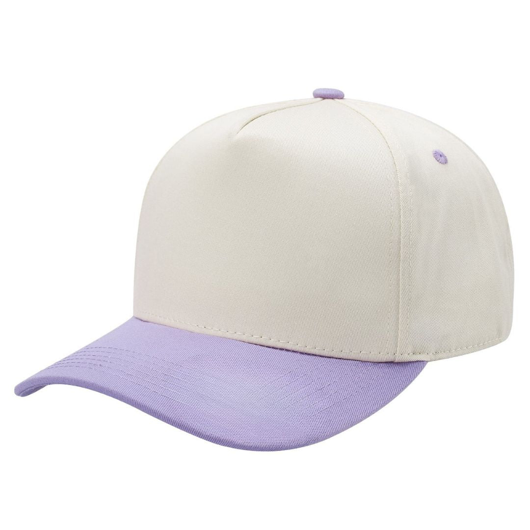 5panel Twill Fabric 5tone with Cream Crown 2tone Blank Caps Tctan - TAN/WINE - Burzip Wholesale