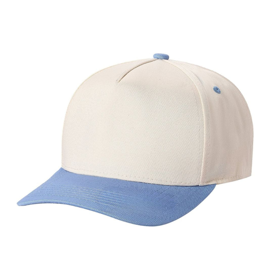 5panel Twill Fabric 5tone with Cream Crown 2tone Blank Caps Tctan - TAN/BROWN - Burzip Wholesale