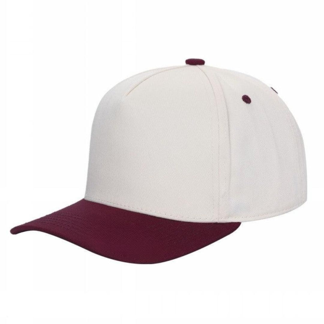 5panel Twill Fabric 5tone with Cream Crown 2tone Blank Caps Tctan - TAN/MAGENTA - new - Burzip Wholesale