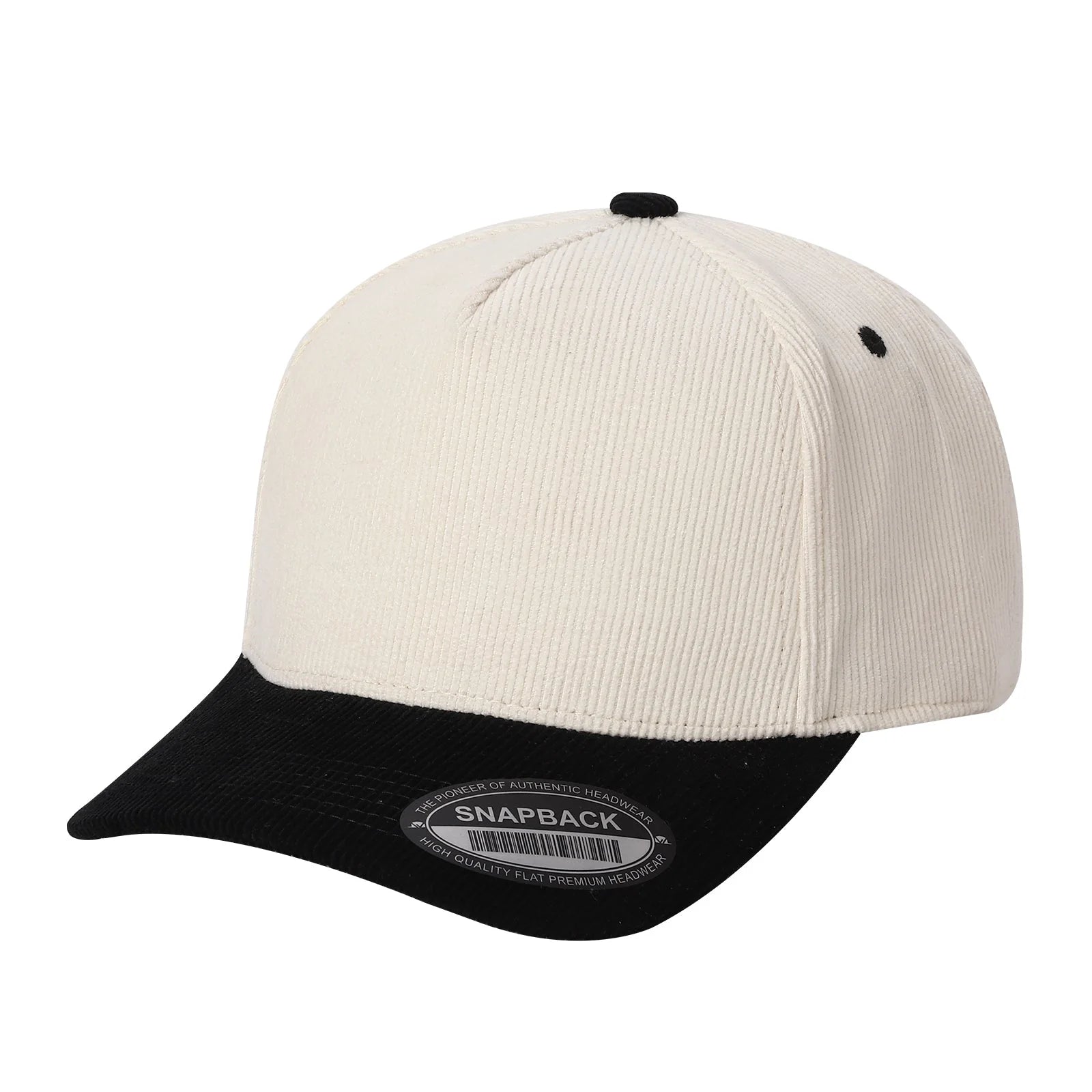 5panel Twill Head Corduroy Bill Blank Baseball Cap TCFC2 - TAN/BLACK - Burzip Wholesale