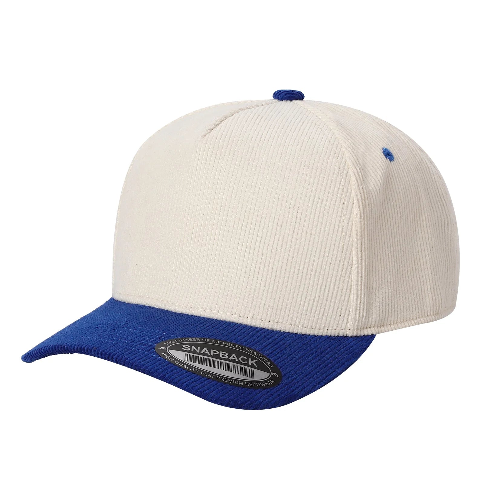 5panel Twill Head Corduroy Bill Blank Baseball Cap TCFC2 - TAN/ROYAL - Burzip Wholesale