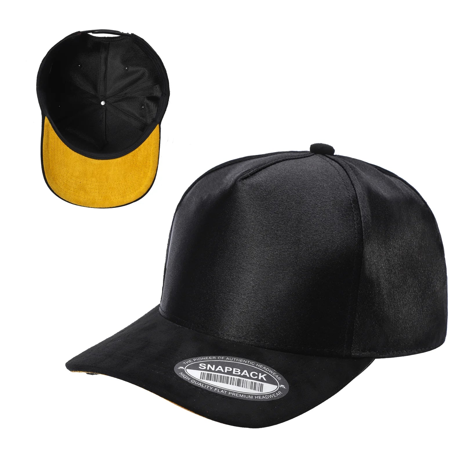 SATIN CROWN & SUEDE BILL 5PANEL SNAP BACK-PREPACK tcsts - BLACK/RED02 - Burzip Wholesale