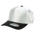 SATIN CROWN & SUEDE BILL 5PANEL SNAP BACK-PREPACK tcsts - WHITE/ROYAL - Burzip Wholesale