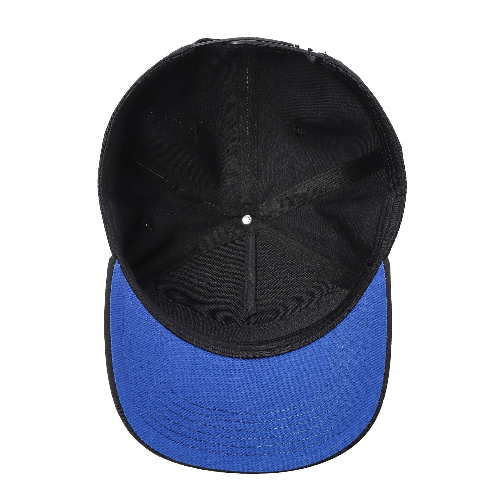 TCBLK-5 Panel Black Color Snapback Baseball Cap - BLACK / ROYAL - Burzip Wholesale