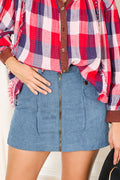 WB0028 Corduroy Pront Zipper Mini Skirt Order By Pack | Burzip Inc #WB0028