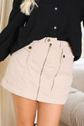 WB0028 Corduroy Pront Zipper Mini Skirt Order By Pack | Burzip Inc #WB0028