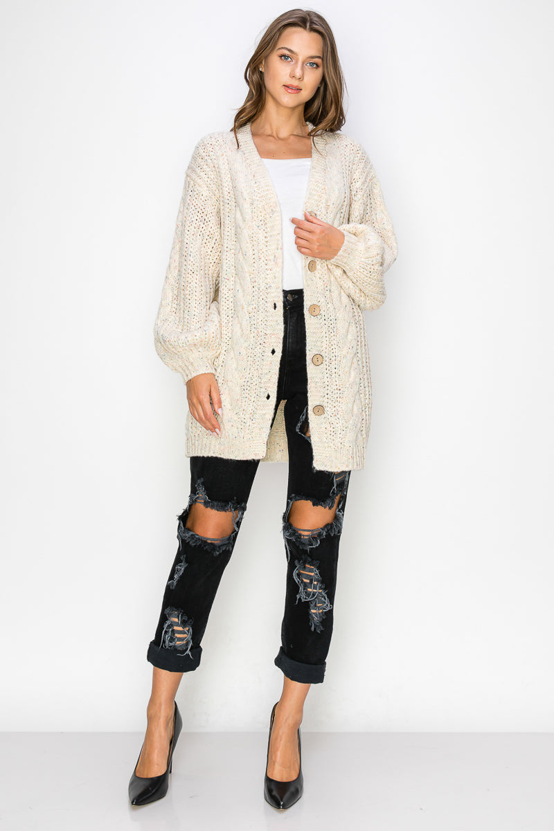 WC0012-CHUNKY SWEATER CARDIGAN - selected color - Burzip Wholesale