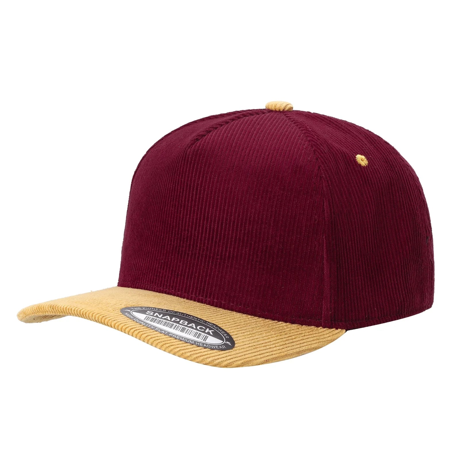 5panel Twill Head Corduroy Bill Blank Baseball Cap TCFC2 - WINE/BLK - Burzip Wholesale