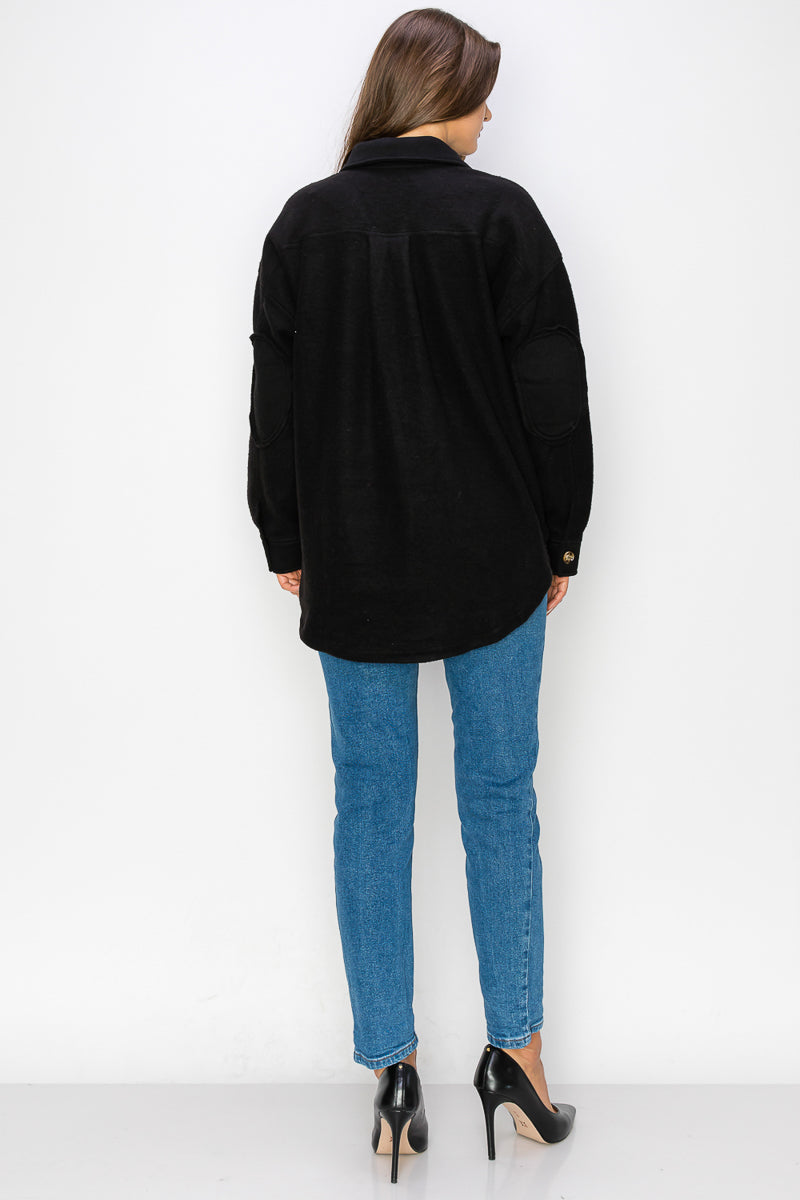 WK0022 Fleece Button Down Oversized Jacket - BEIGE / 222=6pcs * $24 - Burzip Wholesale