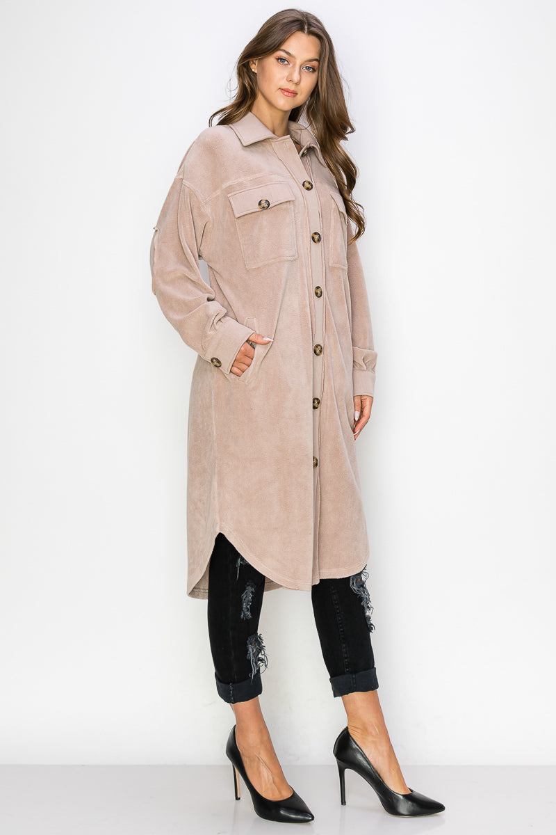 WK0029 Reverse Fleece Drop Sleeve Long Jacket - RUST / M - Burzip Wholesale