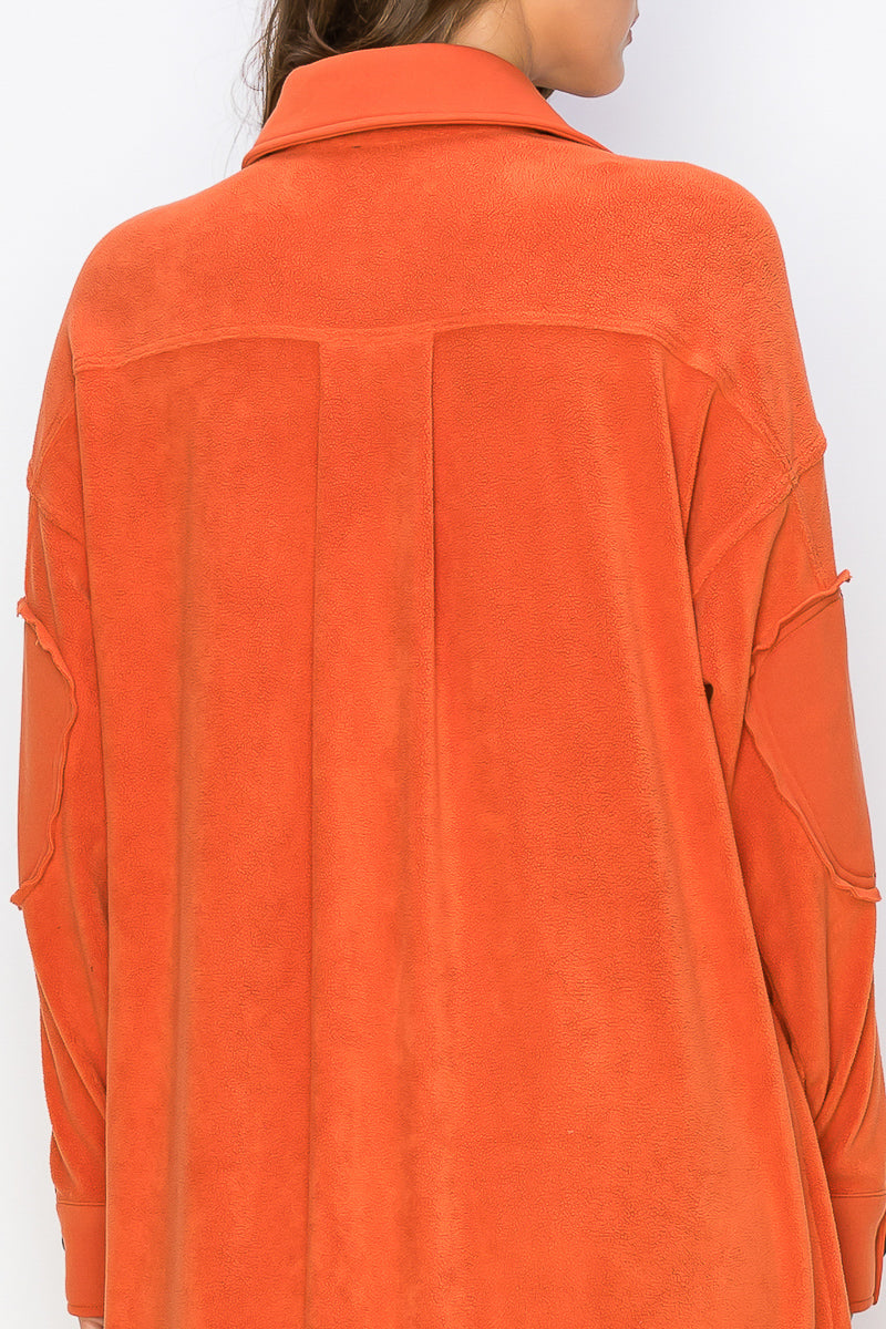 WK0029 Reverse Fleece Drop Sleeve Long Jacket - selected color - Burzip Wholesale