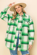 WK0049 Brushed Flannel Jacket - GREEN / S - Burzip Wholesale