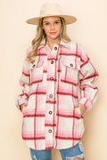 WK0049 Brushed Flannel Jacket - PINK / M - Burzip Wholesale
