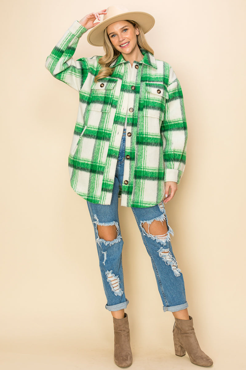 WK0049 Brushed Flannel Jacket - PINK / 111=3pcs / $30 - Burzip Wholesale