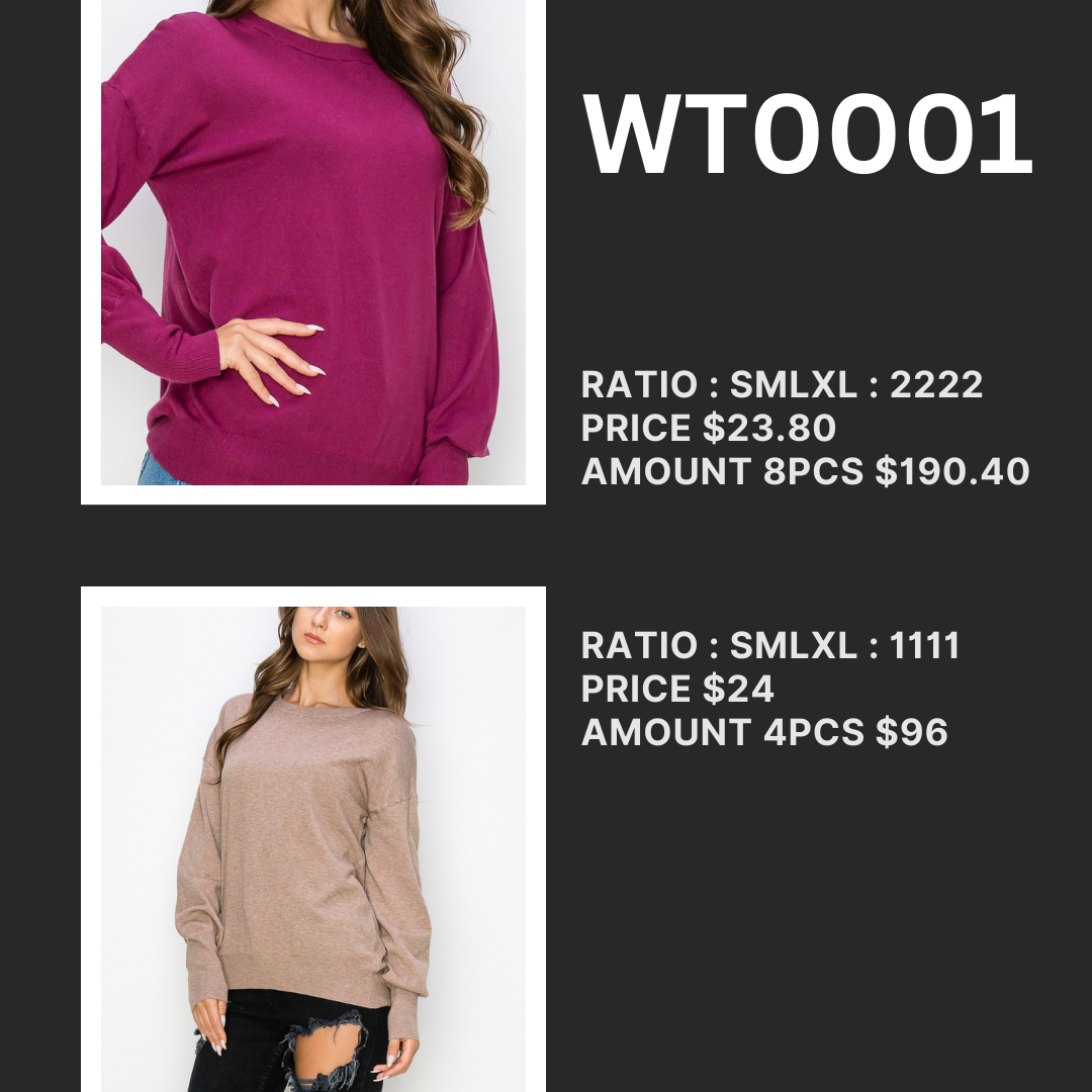 WT0001 Wholesale Cutout Draped Back Pullover - selected color - Burzip Wholesale