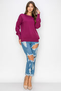 WT0001 Wholesale Cutout Draped Back Pullover - LATTE / 1111=4pcs * $18 - Burzip Wholesale