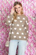 WT0002 ROUND NECK SWEATER - IVORY/RED / M - Burzip Wholesale