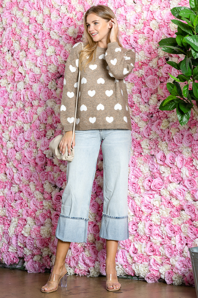 WT0002 ROUND NECK SWEATER - IVORY/RED / 2222=8pcs * $20 - Burzip Wholesale