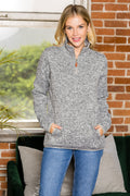 WT0037 Quarter Zip Fleece Long Sleeve Sweatshirt - H.GREY / S - Burzip Wholesale