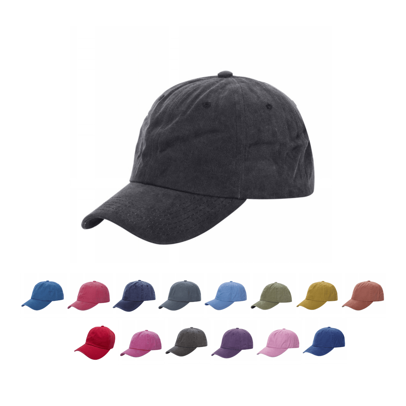Pigment Dyed Dad Hat with Buckle Adlustable Blank Caps Pdh - Blk - Burzip Wholesale