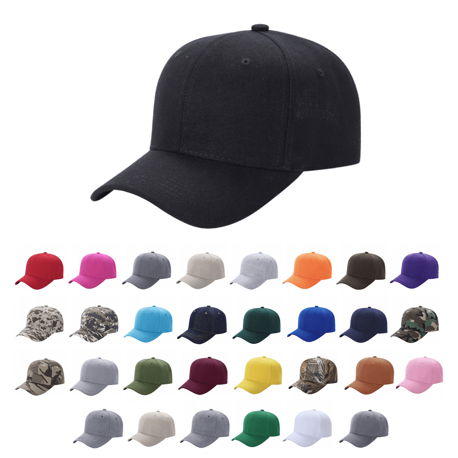 6 Panel Velcro pain Caps v1 - WHITE - Burzip Wholesale