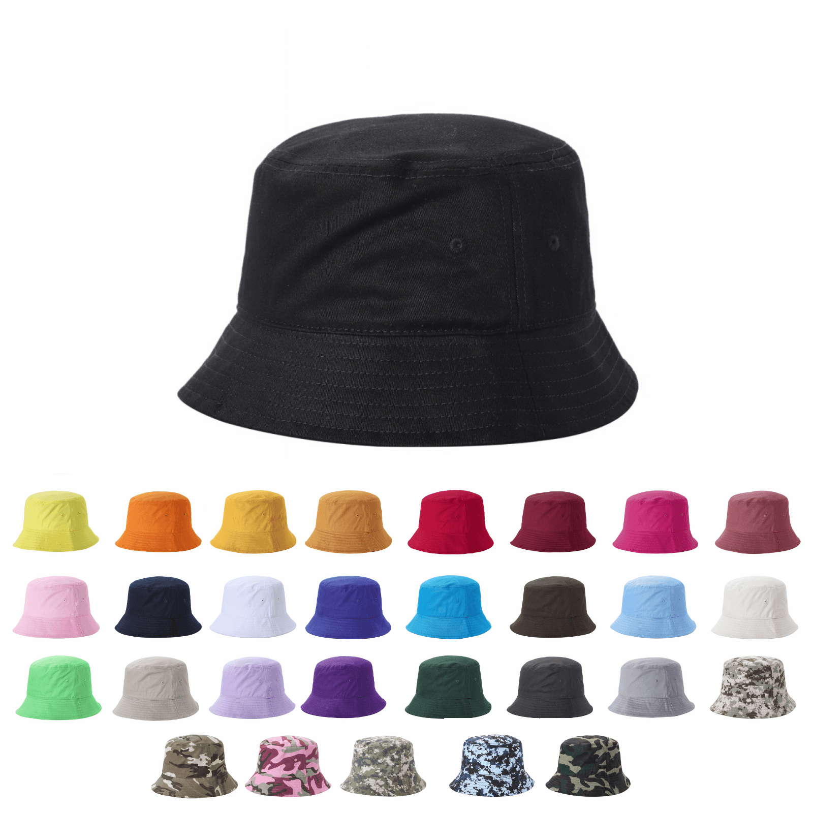 Solid Blank Bucket Hats - Black - Burzip Wholesale