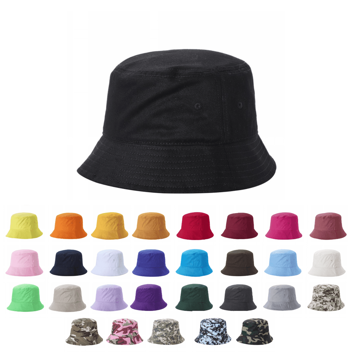 Solid Blank Bucket Hats - Black - Burzip Wholesale
