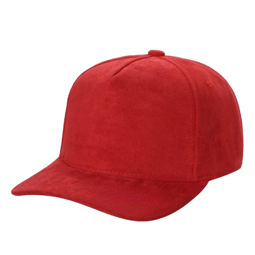 5panel Whole Suede Fabric Snapback Blank Hats 5suede - RED - Burzip Wholesale