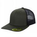 TRTM2-DZ-TWILL FABRIC WITH MESH BACK 2TONE CAPS - D.green/blk - Burzip Wholesale