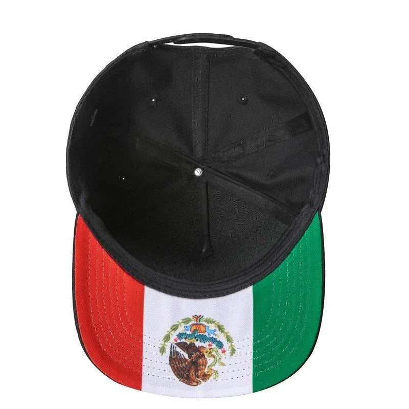5 Panel Curved Bill w/ Trucker Mesh Snapback Mexico Under Bill Plain Cap #506MU